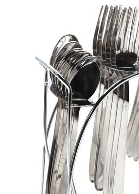 Coconut Stainless Steel Cutlery Set with Hanging Stand (12 Dinner Spoons, 4