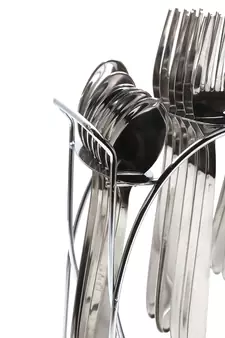 Coconut Stainless Steel Cutlery Set with Hanging Stand (12 Dinner Spoons,