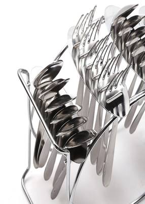 Coconut Stainless Steel Cutlery Set with Hanging Stand (12 Dinner Spoons, 5