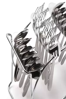 Coconut Stainless Steel Cutlery Set with Hanging Stand (12 Dinner Spoons,