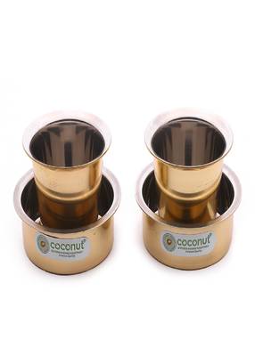 Coconut PVD Coating Kumbakonam Dabara Set Kumbakonam Coffee Dabara Set / Tea Dabara Set/ Serving Drinkware / Pack of 2 1