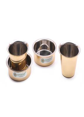 Coconut PVD Coating Kumbakonam Dabara Set Kumbakonam Coffee Dabara Set / Tea Dabara Set/ Serving Drinkware / Pack of 2 2