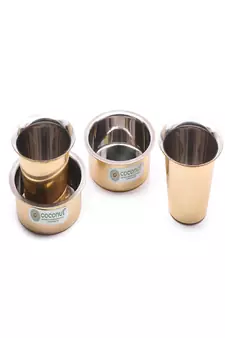 Coconut PVD Coating Kumbakonam Dabara Set Kumbakonam Coffee Dabara Set / Tea Dabara Set/ Serving Drinkware / Pack of 2