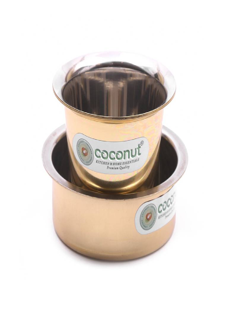 Coconut PVD Coating Kumbakonam Dabara Set Kumbakonam Coffee Dabara Set / Tea Dabara Set/ Serving Drinkware / Pack of 2