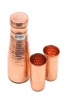 Coconut Copper Hammered Jug Pitcher with Lid Capacity 1500 ML
