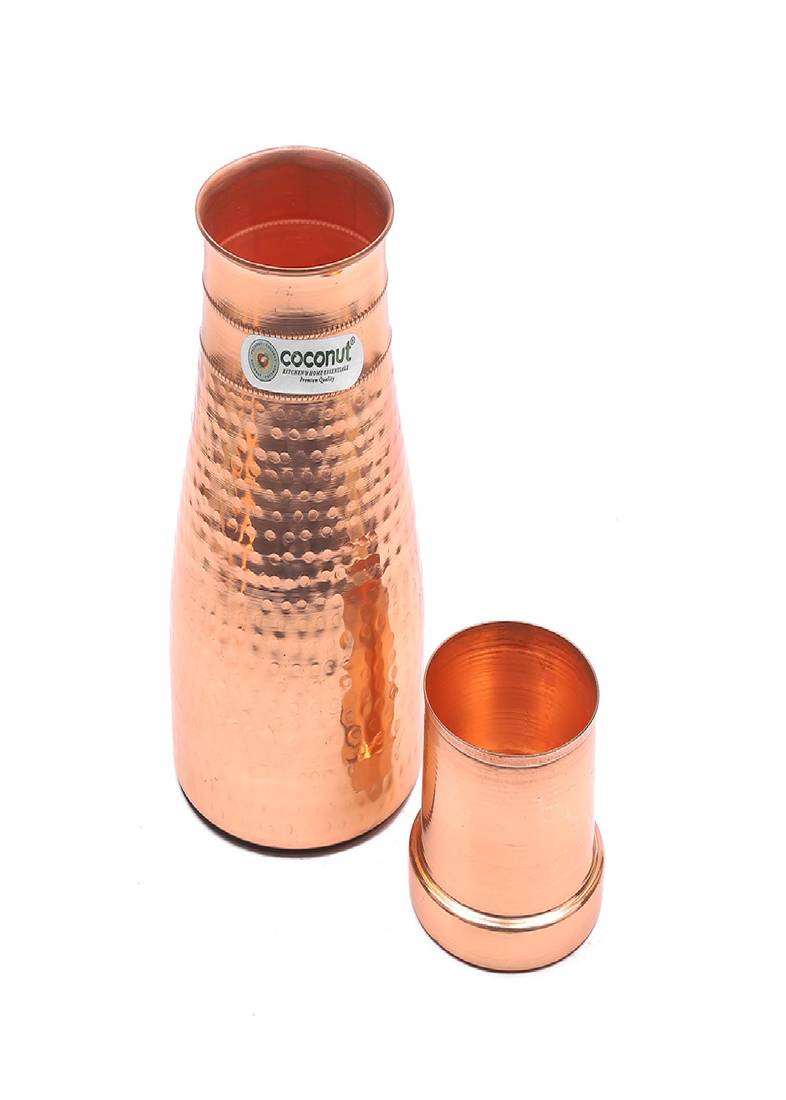 Coconut Copper Hammered Jug Pitcher with Lid Capacity 1500 ML