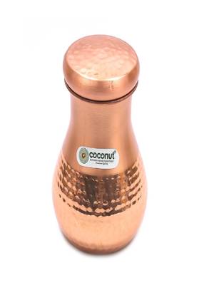Coconut Copper Hammered Jug Pitcher with Lid Capacity 1000 ML with 2 Pure Copper Hammered Glass 2