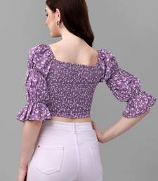 Purple printed georgette crop-tops