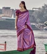 Lavender woven silk saree with blouse