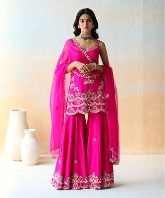 Fuchsia Pink Tunic & Sharara Set 1