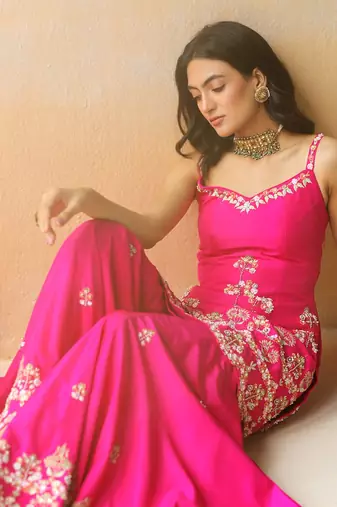 Fuchsia Pink Tunic & Sharara Set