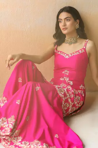 Fuchsia Pink Tunic & Sharara Set