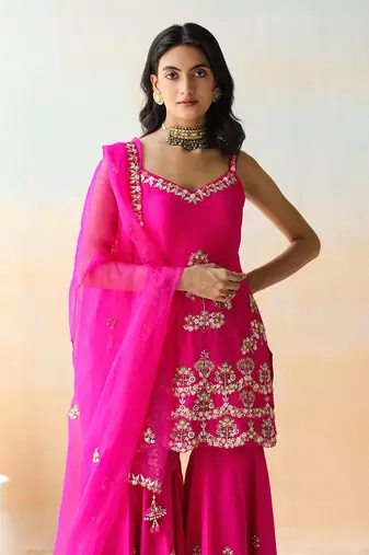 Fuchsia Pink Tunic & Sharara Set
