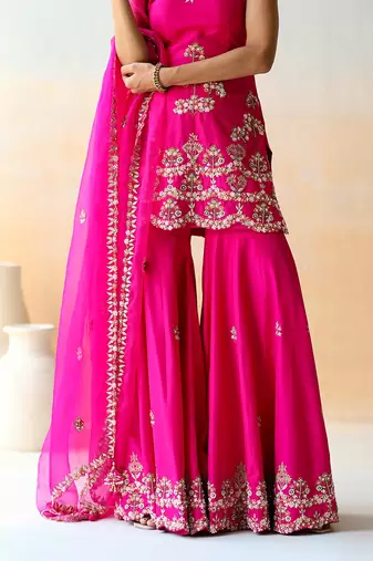 Fuchsia Pink Tunic & Sharara Set