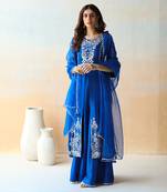 Cobalt Blue Kurta & Sharara Set