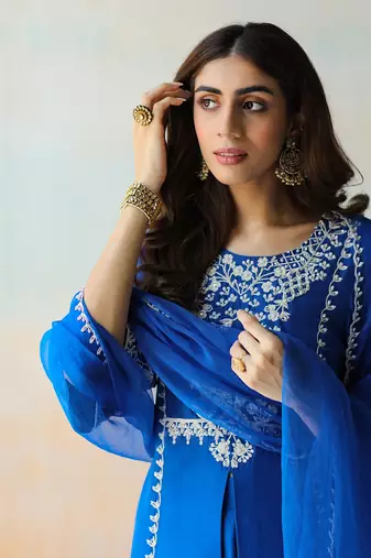 Cobalt Blue Kurta & Sharara Set