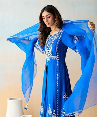 Cobalt Blue Kurta & Sharara Set 3