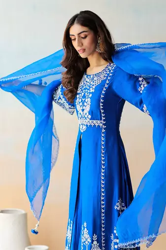 Cobalt Blue Kurta & Sharara Set