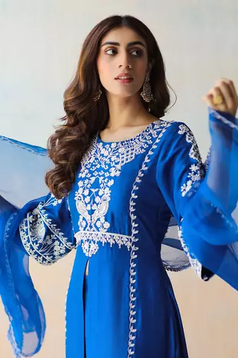Cobalt Blue Kurta & Sharara Set