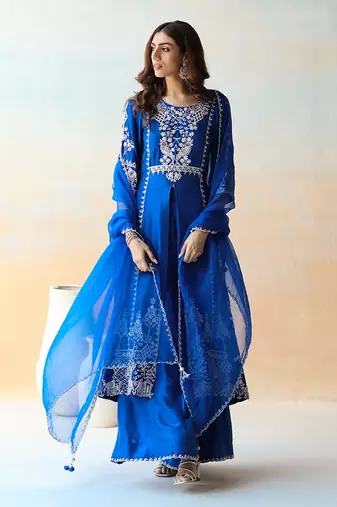Cobalt Blue Kurta & Sharara Set