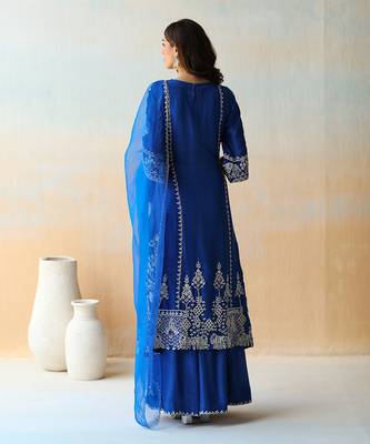 Cobalt Blue Kurta & Sharara Set 7