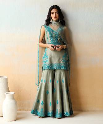 Sea Salt Green Tunic & Sharara Set 1