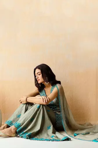 Sea Salt Green Tunic & Sharara Set