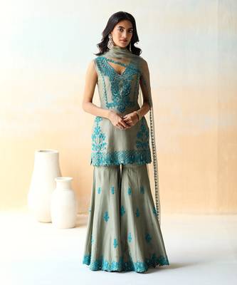 Sea Salt Green Tunic & Sharara Set 7
