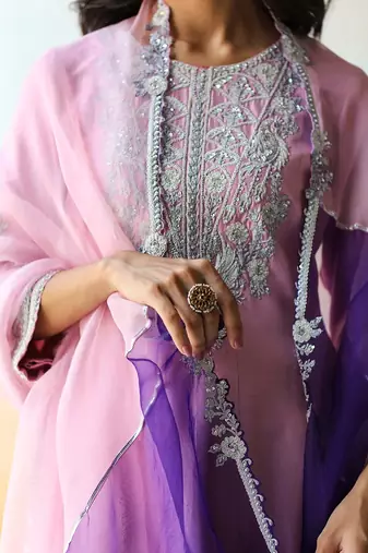 Lilac & Purple  Kurta Set