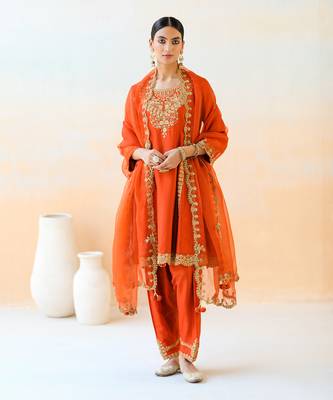 Fire Orange Kurta Set 1