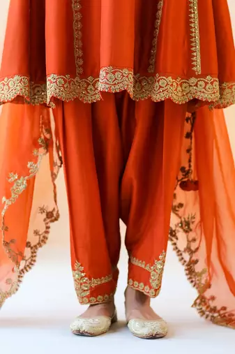 Fire Orange Kurta Set