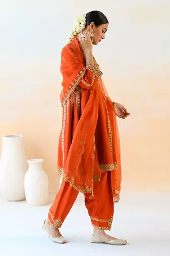 Fire Orange Kurta Set