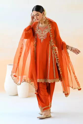 Fire Orange Kurta Set