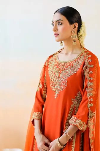 Fire Orange Kurta Set