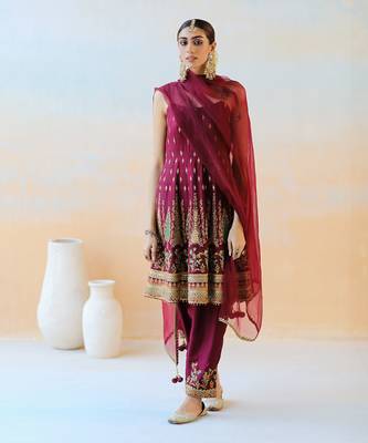 Burgundy Anarkali Set 1