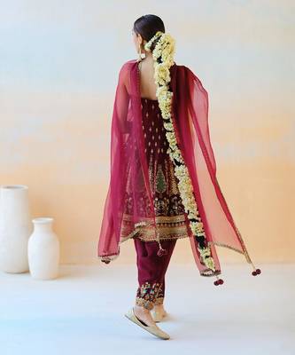 Burgundy Anarkali Set 3