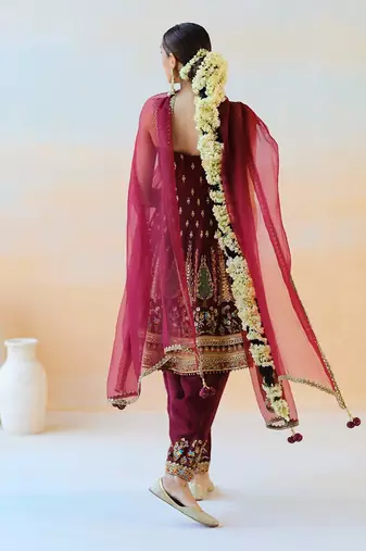 Burgundy Anarkali Set