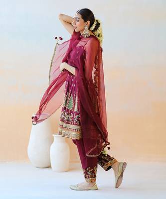 Burgundy Anarkali Set 4