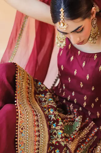Burgundy Anarkali Set