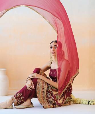 Burgundy Anarkali Set 7