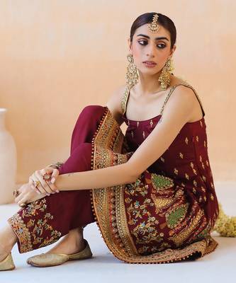 Burgundy Anarkali Set 9