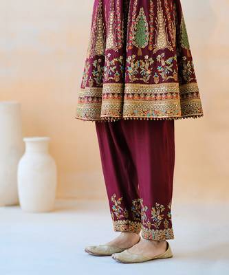 Burgundy Anarkali Set 10