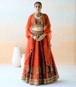 Fire Orange & Burgundy Lehenga Set