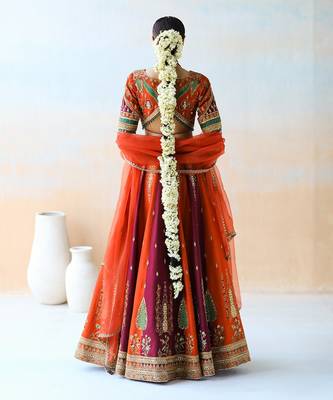Fire Orange & Burgundy Lehenga Set 3