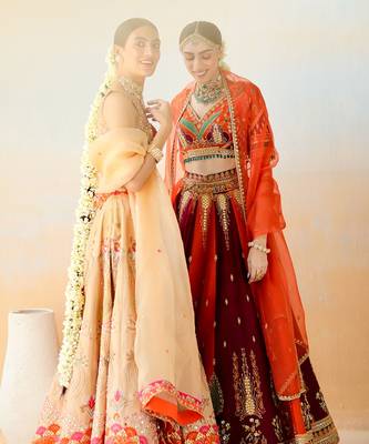 Fire Orange & Burgundy Lehenga Set 8