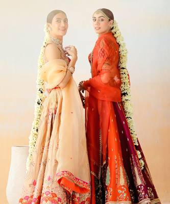 Fire Orange & Burgundy Lehenga Set 9