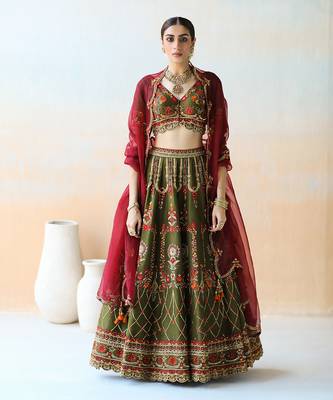 Deep Olive Green Lehenga Set 1