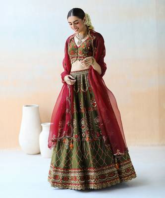 Deep Olive Green Lehenga Set 2