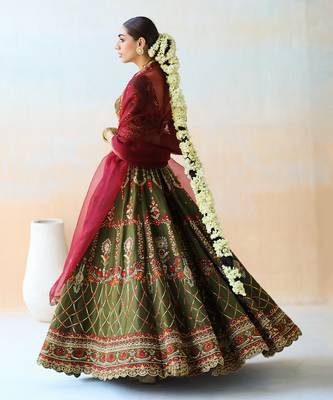 Deep Olive Green Lehenga Set 3