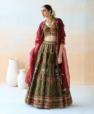Deep Olive Green Lehenga Set 5